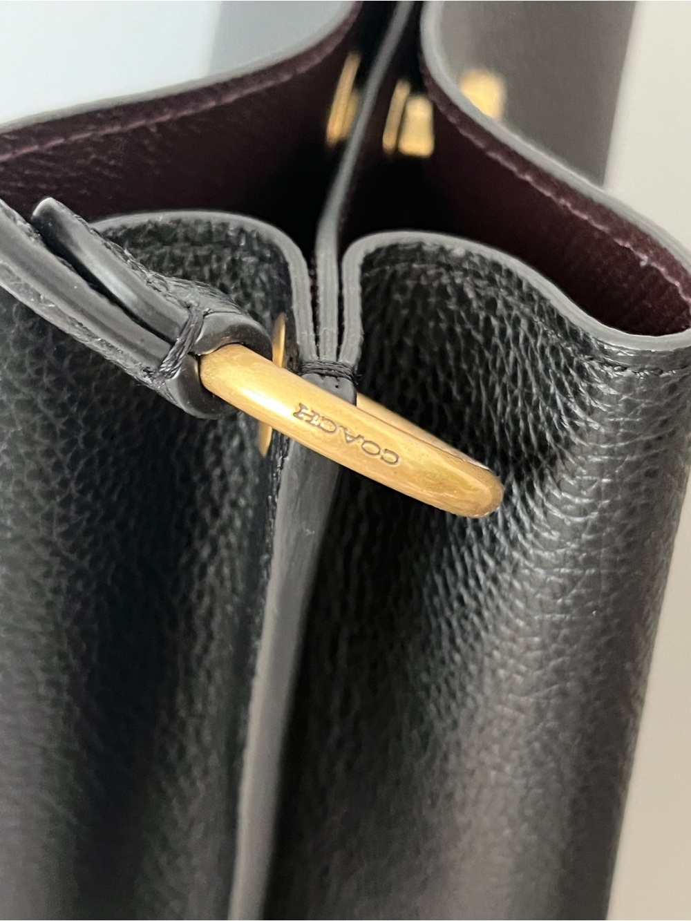 Coach Black Pebbled Leather Shoulder Bag with Gold Hardware - Picture 11 of 16